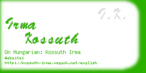 irma kossuth business card